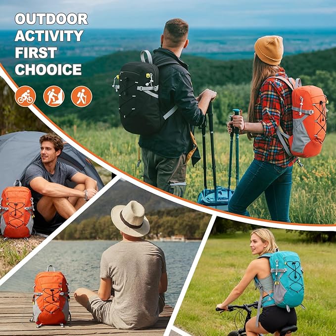 20L Hiking Backpack Lightweight Packable Hiking Daypack, Foldable Small Travel Outdoor Camping Shoulder Bag with Wet Dry Separation (Black)