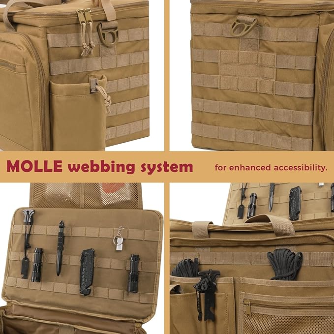 SCAVATA Patrol Bag Law Enforcement, Police Gear Car Front Seat Vehicle Organizer Bags with MOLLE System (Khaki)