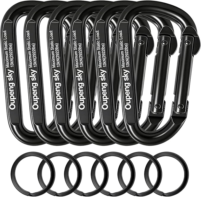 Carabiner Clip - Heavy Duty Carabiners 800lbs-13KN (2922 lbs) Carabeaner D Ring Shape,Key Chain Clip Hook,Keychain Clip,Multipurpose for Camping, Hiking,Backpacking or Other Outdoor Activities.