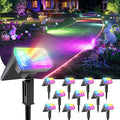 12 Pack - Solar Christmas Lights Outdoor Waterproof,6 Color Changing Spotlights &10 Modes, IP67 Waterproof,105° Adjustable Solar Spot Lights for Pathway/Garden/Yard/Patio/Landscape/Backyard Xmas Decor