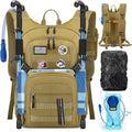 RAINSMORE Tactical Hydration Backpack 18L with 2L Water Bladder & Rain Cover, Insulated Molle Hiking Daypack, Lightweight Waterproof Ripstop Water Pack for Outdoor Cycling, Hiking