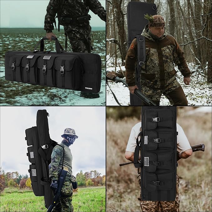 TORIBIO Double Rifle Case Soft Bag 32" 34" 36" 42" 46" 48'' 51“ 55” Gun Case Tactical for Rifle Firearm Storage, Transportation and Hunting Shooting Range, Rifle Backpack