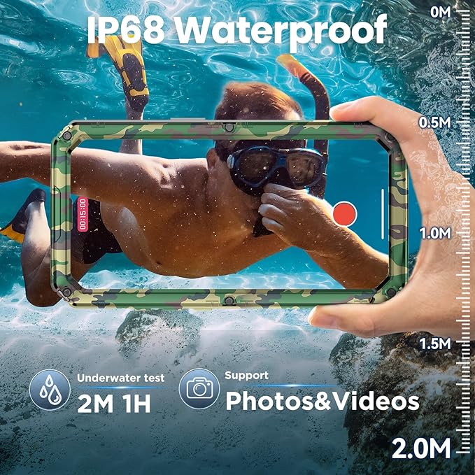 Mitywah Waterproof Case for iPhone 17, Rugged Metal Case with Built-in Screen Protector, Heavy Duty Full Body Shockproof Protective Cover 6.3 inch, Camouflage