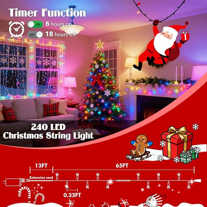 2025 New 88FT 240LED Smart Color Changing Easter String Lights Outdoor App Control RGB LED String Lights with Remote & Timer, Waterproof Twinkle Easter Tree Lights Indoor for Holiday Xmas Decor