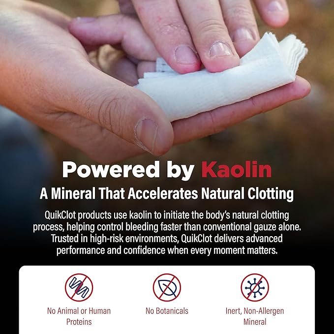 Adventure Medical Kits QuikClot Advanced Clotting Gauze - Stops Bleeding Up to 5X Faster Than Standard Gauze - Kaolin Hemostatic Dressing - for First Aid Kits & Survival Gear - 3 x 48
