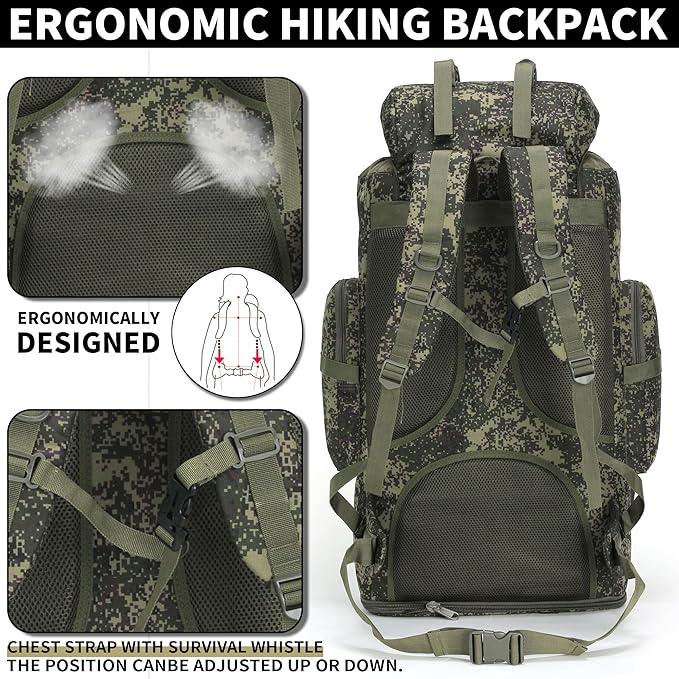 Hiking Backpack for Men 70L/100L Camping Backpack Military Rucksack Molle 3 Days Assault Pack for Climbing | Camping Backpack, 3 Days Assault Pack, for Climbing