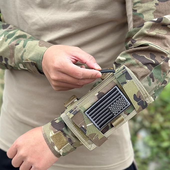 Tactical Arm Sleeve Map Pouch Case Documets Holder Wrist Case Wrist Map Holder QB Wristband Map Case Military Arm PouchTactical USA Flag Patch