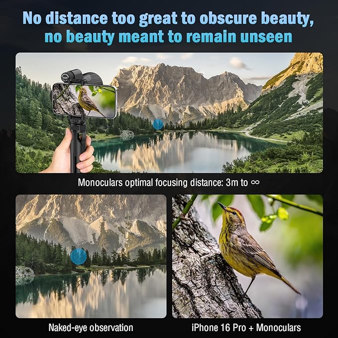 15×55 Monocular Telescope, HD High Powered with Tripod and Phone Adapter, BAK4 Prism, Waterproof & Fogproof, Lightweight for Bird Watching Hunting Hiking and Landscape Photography