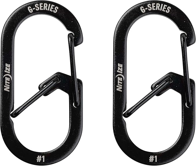 Nite IZE GS1-01-2R6 G-Series Dual Chamber Carabiner, Size #1 2-Pack, Black