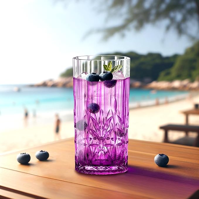 Amazing Abby - Vika - 18-Ounce Plastic Highball Glasses (Set of 6), Plastic Cocktail Glasses, Reusable, BPA-Free, Shatter-Proof, Dishwasher-Safe, Perfect for Poolside, Outdoors, Camping, and More