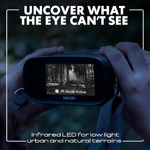 Minolta 10x25 Digital Night Vision Monocular w/Built-in 4K HD Video Camera (Black)