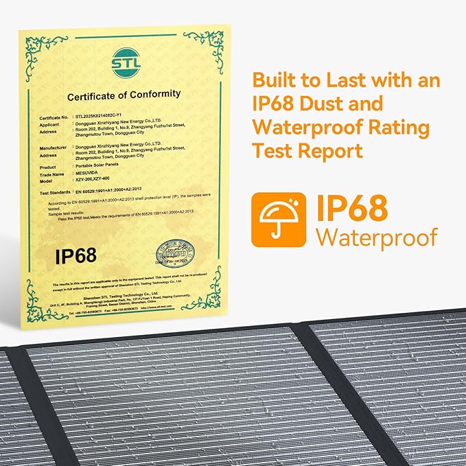 200 Watt Solar Panel IP68 Waterproof ETFE Coating Portable 24V MC4 Output Foldable Solar Panels for Power Stations Solar Generator Camping Off-Grid RV Emergency Backup Hurricane
