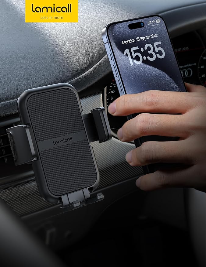 Lamicall 2026 Wider Clamp & Metal Hook Car Phone Holder Vent [Thick Cases Friendly] Phone Holders for Your Car Mount Gfts Hands Free Accessories for Women Men for iPhone 16 Pro Max Mothers Day