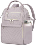 KROSER Laptop Backpack 17" Stylish Backpack Water Repellent College Casual Daypack Travel Business Work Bag for Men/Women-Quilted Dusty Pink