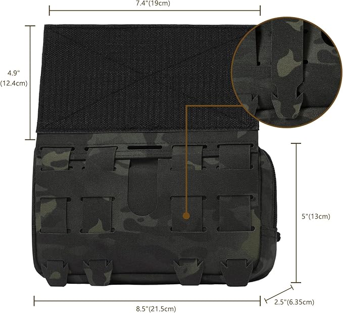Tactical Admin Pouch Laser Cut MOLLE EDC Tool Organizer with Carabiner and Keychain Modular Dangler Utility Sack