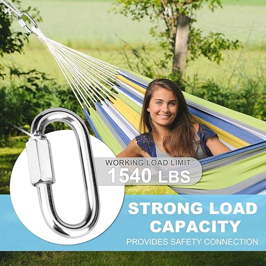 4Pcs 3 Inch 316 Heavy Duty Stainless Steel Screw Chain Quick Links, High Strength Carabiner for Big Chain Connecting, Hammock Hanging, Hiking, Camping