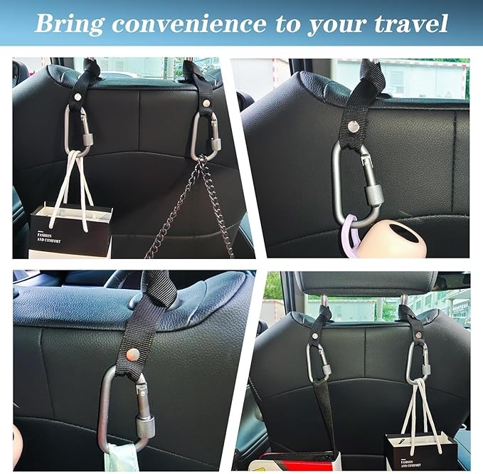 Headrest Hooks for Car - Backseat Hanger Hook for Your Purse, Bags, Umbrellas, Clothes, Water Bottle, Keys Interior Car Seat Organizer, Multi-Purpose Hanging Organizers/Storage Hooks (Green)