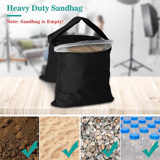 Aimosen 4 Packs Sandbags Weight Bags for Light Stand Photography Video Equipment, Heavy Duty Saddlebag for Backdrop Stand, Photo Tripod, Canopy, Pop up Tent, Umbrella Base, Fishing Chair, Picnic Table