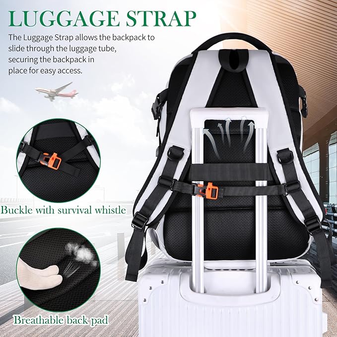 FENGDONG Durable Waterproof Travel Laptop Backpack 17.3 inch,Large College Backpack Bookbag for Men & Women Business Backpack with USB Charging Port and Headset Port Silver Black