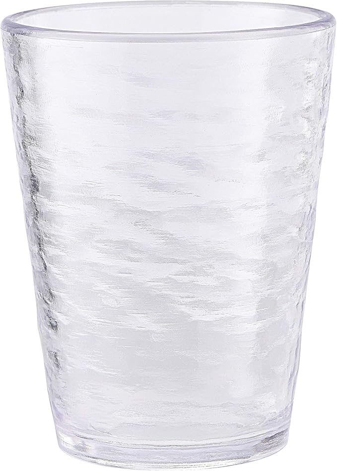 KLIFA- RIPPLE- 16 ounce, Set of 4, Acrylic Tumbler Drinking Glasses Cups, BPA-Free, Stackable Plastic Drinkware, Dishwasher Safe, Clear