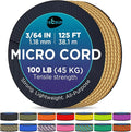 TECEUM Micro Paracord – 1.18 mm X 125 ft – Micro Utility Cord – Thin Braided Paracord Rope – Best for Crafting, DIY Projects, Fishing, Camping – Wind Chime Replacement – Survival Strong String