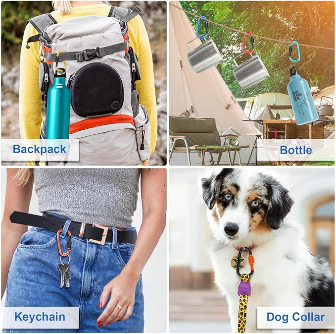 Cridoz Locking Carabiner D Ring Clips with Flat Key Ring