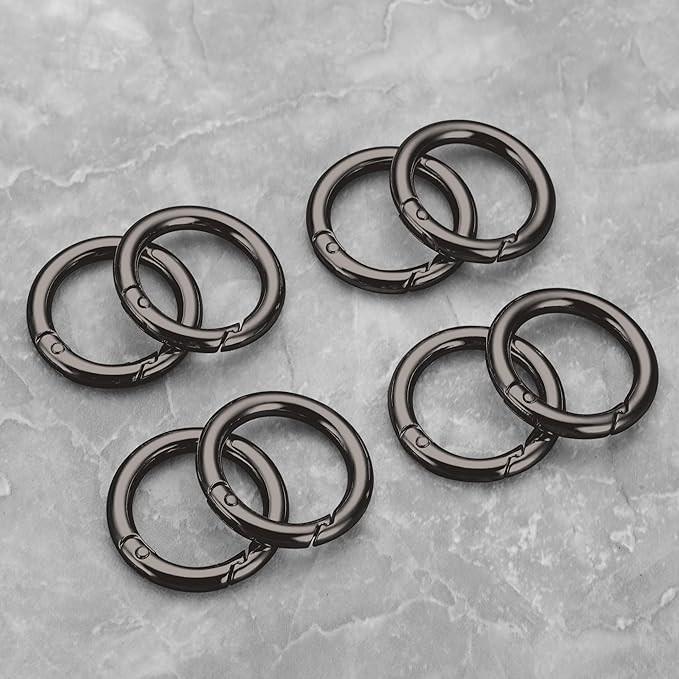 Gkeygo Key Ring Clip, 1 Inch Keychain Rings, 8 Pack Round Carabiner Clip for Keys, Buckle, Bags, Purses - Key Chain Hooks Replacement Keychains Lanyard DIY Crafts, Gunmetal