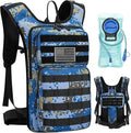 Koculemi Tactical Hydration Backpack with 2L Water Bladder and Front Small Tactical Pouch, Outdoor Water Backpack for Men Women, Sports Hydration Pack for Hiking, Cycling, Climbing