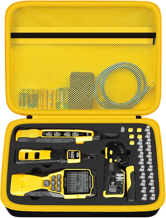 Case Compatible with Klein Tools VDV501-851 VDV500-123 VDV226-110 VDV427-300. Storage Carrying Travel Holder for Cable Tester for Scout Pro 3/ Tracer Probe/Wire Stripper and Accessories- Yellow Zipper