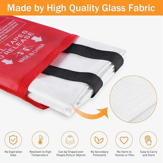 Mondoshop Fire Blanket for Home Kitchen Camping 12 Pack Emergency Fire Blanket Fire Resistant Blanket for Grill, Car, Office, Warehouse, School, Picnic, Garages, Workshops
