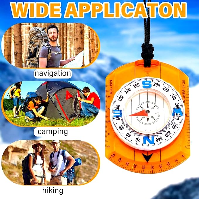 50 Pack Orienteering Compass Bulk Advanced Baseplate Compass Hiking Survival Camping and Navigation Tool Survival Gifts for Hiking Camping Backpacking Map Reading