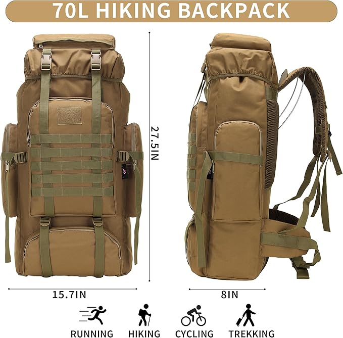 Hiking Backpack for Men 70L/100L Camping Backpack Military Rucksack Molle 3 Days Assault Pack for Climbing | Camping Backpack, 3 Days Assault Pack, for Climbing
