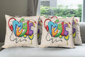 Ambesonne Music Throw Pillow Cushion Case Pack of 4, Illustration of Graffiti Style Lettering Headphones Hip Hop Theme on Beige Bricks, Modern Accent Double-Sided Digital Printing, 18", Tan Green
