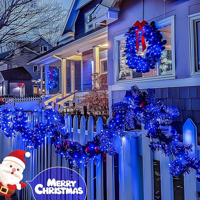 JMEXSUSS 2 Pack Solar String Lights Outdoor Waterproof, Total 400 LED 151FT Solar Christmas Lights Outdoor, 8 Modes Christmas Light for Outside Patio Yard Tree Decorations, Blue