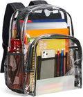 Vorspack Clear Backpack Heavy Duty PVC Transparent Backpack Extra Large Clear Backpacks with Reinforced Strap for College Workplace Security - Black