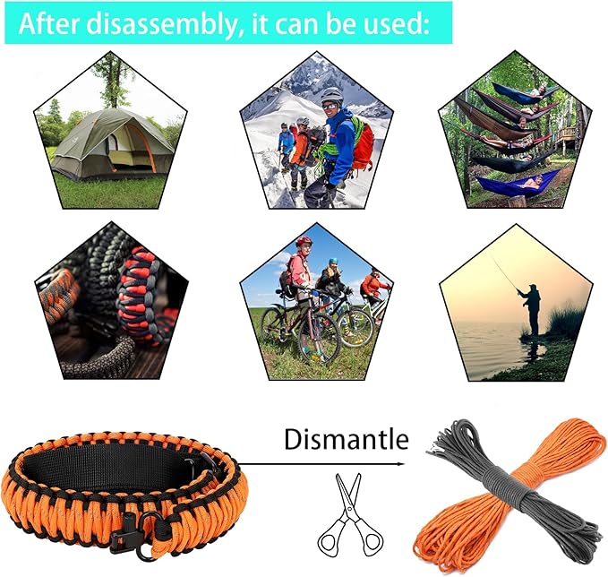 Double Braide 550LB Shotgun Sling 2 Point Paracord Rifle Sling,Non-Slip Traditional Adjustable Gun Sling for Hunting Shooting Camping