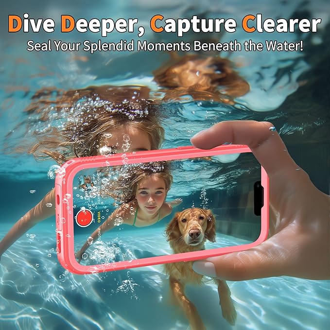 Cozycase Girls Womens Ladies Case for iPhone 16e/iPhone 17e Waterproof Impact Smash Dust Shock Proof Indestructible 16/17 e Around Enclosed Underwater Swimming Case with Lanyard Strap Frosted Pink