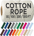 TECEUM Cotton Rope 3/16” (5 mm) – 300 FT – Strong All-Purpose Braided Rope – Natural Cotton – for Crafting, Сamping, Clothes Line, DIY, Indoor & Outdoor Use – Natural
