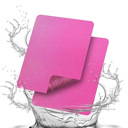 Waterproof Fabric Repair Patch, 9×11Inch 2 Pcs Self-Adhesive Fabric Repair Kit,PVC Repair Patch, for Tent, Canvas, Canopy,RV Awning Repair,Car Seats(Pink)