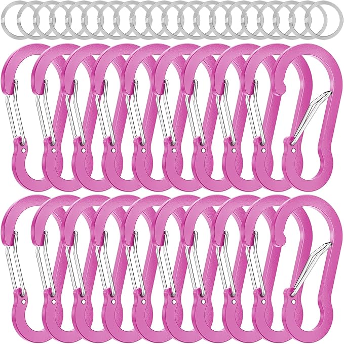 sprookber 2" Small Carabiner Clip, D Ring Caribeener, Spring Snap Hook for Keychain Multipurpose, Set of 20