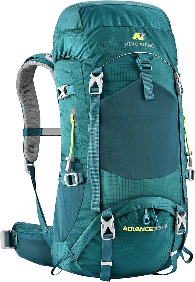 N NEVO RHINO 40L Internal Frame Hiking Backpack for Men Women with Rain Cover, Lightweight Outdoor Backpacking Backpack for Camping, Hiking, Traveling