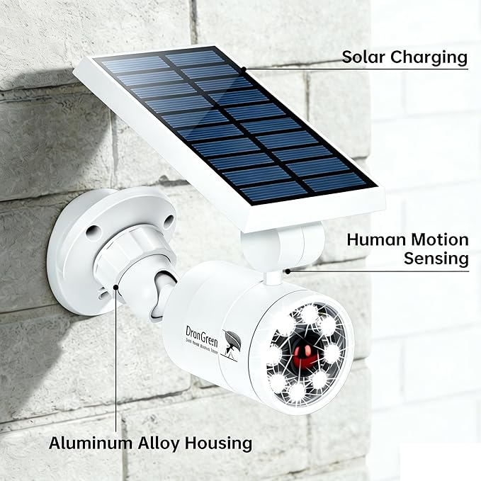 Aluminum Solar Motion Sensor Lights Outdoor - Solar Powered Flood Security Lights Cameras Fill Light for Outside Garage & Driveway Post Patio Pathway Deck - IP66 Waterproof, 3-Day Rain Battery,