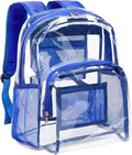 Vorspack Clear Backpack Heavy Duty PVC Transparent Backpack with Reinforced Strap Stitches & Large Capacity for College Workplace Security -Blue