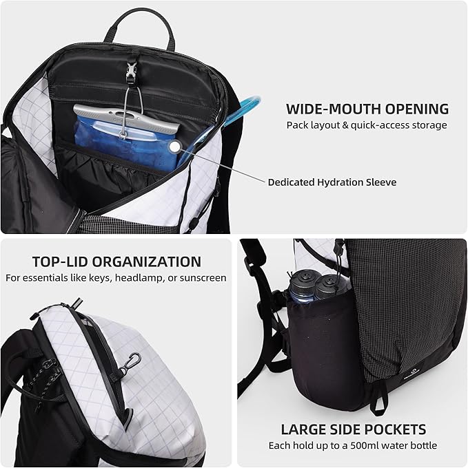 Thous Winds Ultralight Backpack, 20+5L Waterproof Hiking Daypack, EPX200 Fabric, 500g Lightweight Travel Backpack for Men Women Outdoor Camping Backpacking, Ranger Green