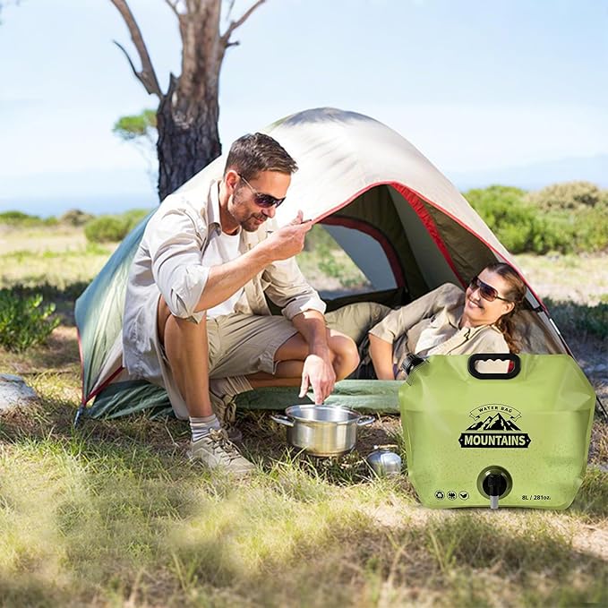 8L Collapsible Water Bag BPA-Free Foldable Water Container Leakproof Portable Water Jug Emergency Water Storage Carrier for Camping Hiking Backpacking RV Travel Fishing Outdoor Survival Gear Green