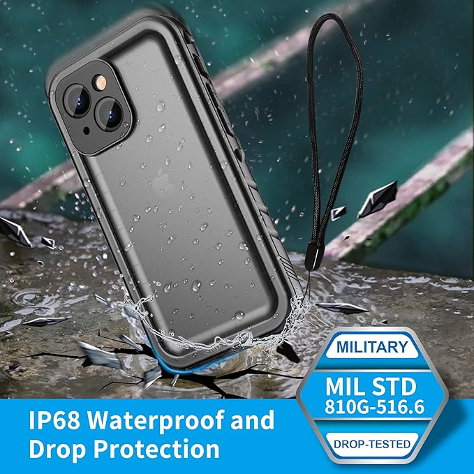 SPORTLINK for iPhone 13 Mini Waterproof Case - Full Body Shockproof Dustproof Phone Screen Protector Rugged Waterproof Case for iPhone 13 Mini 5.4 Inches Black