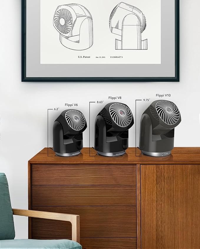 Vornado Flippi V6 Compact Air Circulator Fan,Quiet Portable Travel Fan for Desk or Bedroom,Adjustable Head,2 Speeds,Bliss Blue,(Pack of 6)