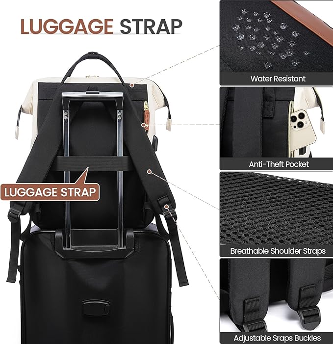 LOVEVOOK Laptop Backpack for Women, 15.6 Inch Work Business Backpacks Purse With Large Capacity, Waterproof Nurse Bag College Bookbag for School, Waterproof Casual Daypack for Travel