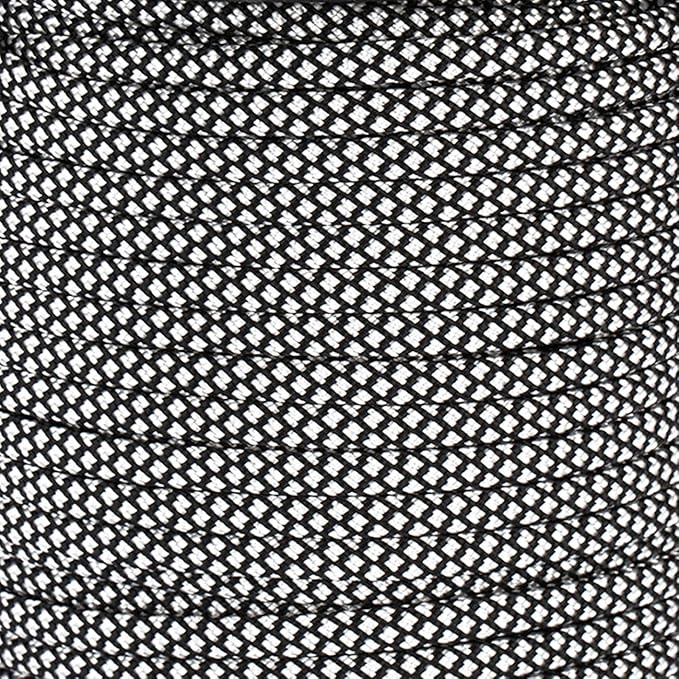 MOOCY Paracord 550 Paracord Rope,7 Inner Strands/Parachute Cord,Nylon Type III Paracord,Ideal Nylon String for Survival & Camping Gear - 5/32 in x 164 ft (4mm x 50m),Silver Black