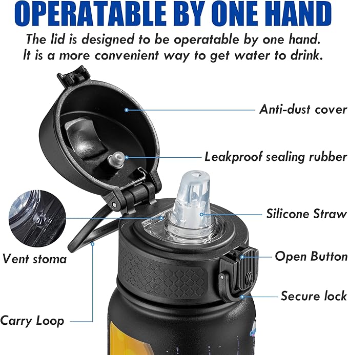 OLDLEY 20 Oz Insulated Stainless Steel Water Bottle For Kids, With Straws Leak-proof, Kids Water Bottles For School Boys Girls,Solar System